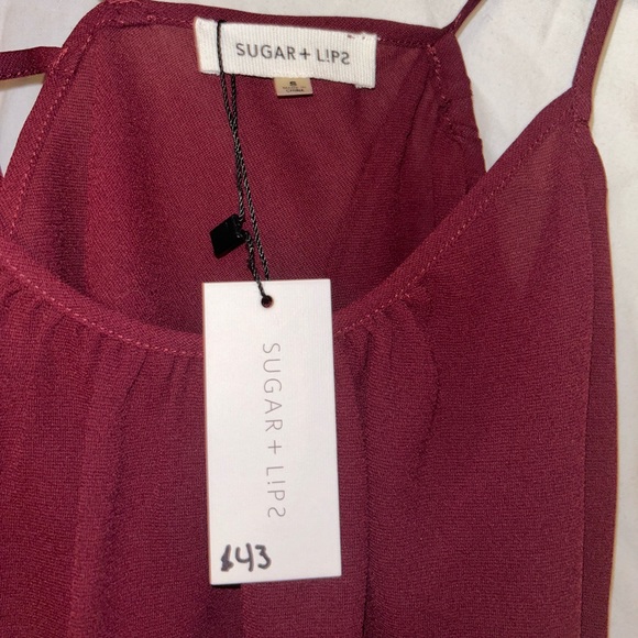 SUGAR + LIPS | WOMEN’S SHEER OFF-THE-SHOULDER BLOUSE | BURGUNDY | SMALL | NWT - Picture 9 of 11